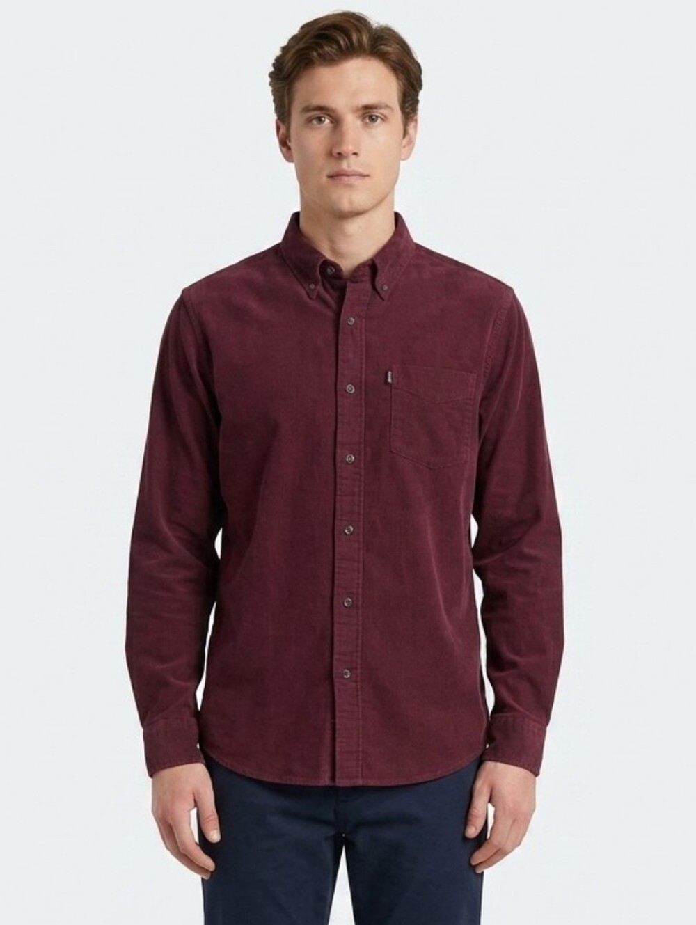 Brooks Brothers 346 Mens Large Burgundy Button Down Long Sleeve Shirt